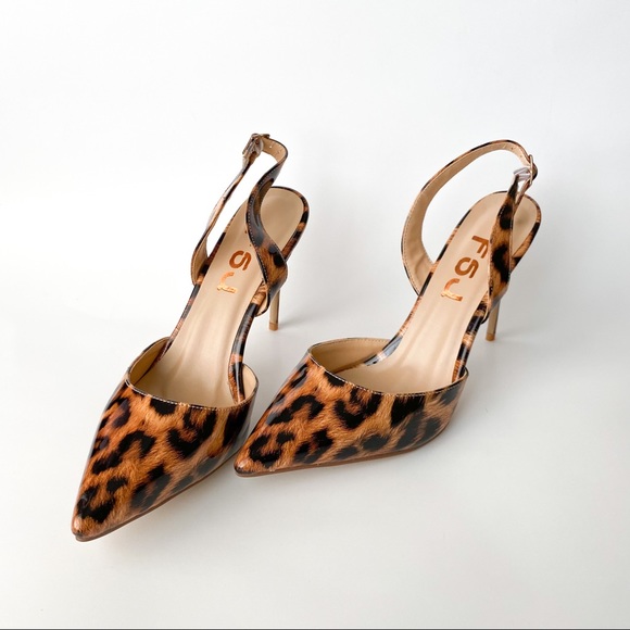 FSJ Shoes - FSJ Sexy Leopard Pointed Toe Slingback Sandals